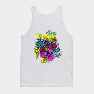 Always Bloom Watercolor Line Art Floral Drawing Tank Top